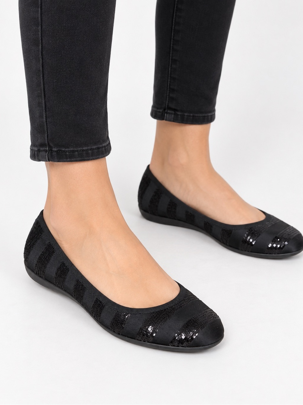 INC International Concepts Black Sequin Ballet Flats Size 7